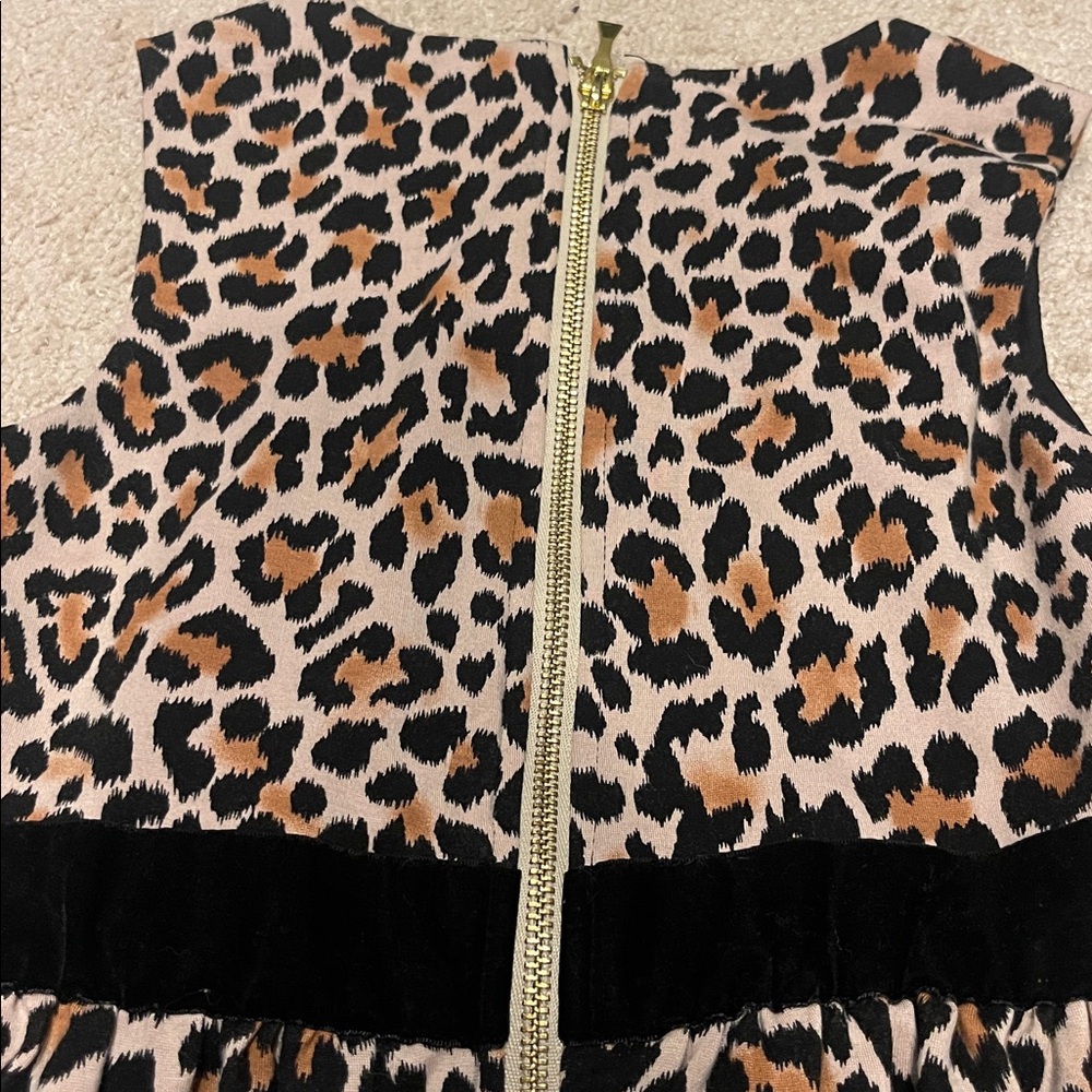 Kate spade Leopard Print velvet Dress with Red Flower Accent girls sz 10 - Picture 4 of 4